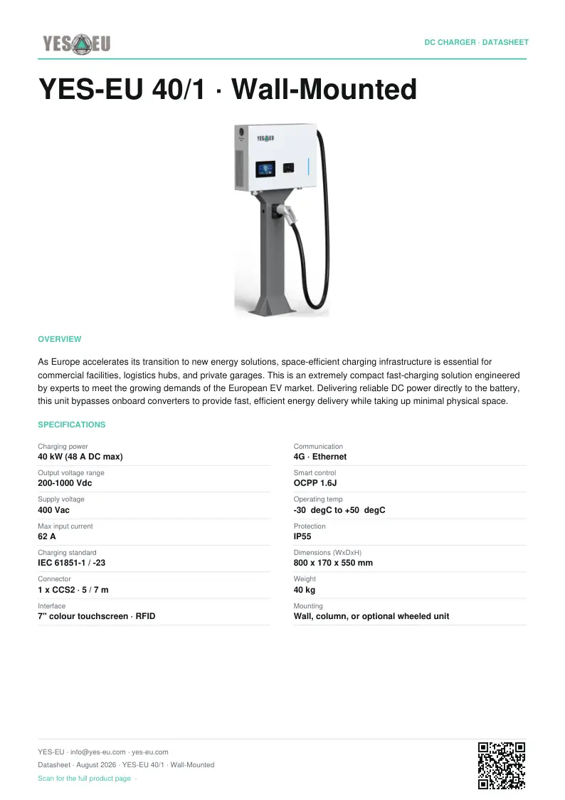 Preview of YES-EU 40/1 · Wall-Mounted datasheet (PDF)