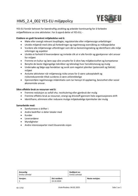Preview of Environmental policy (Norwegian)