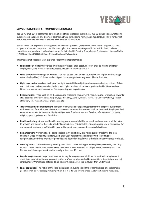 Preview of Human Rights Check List